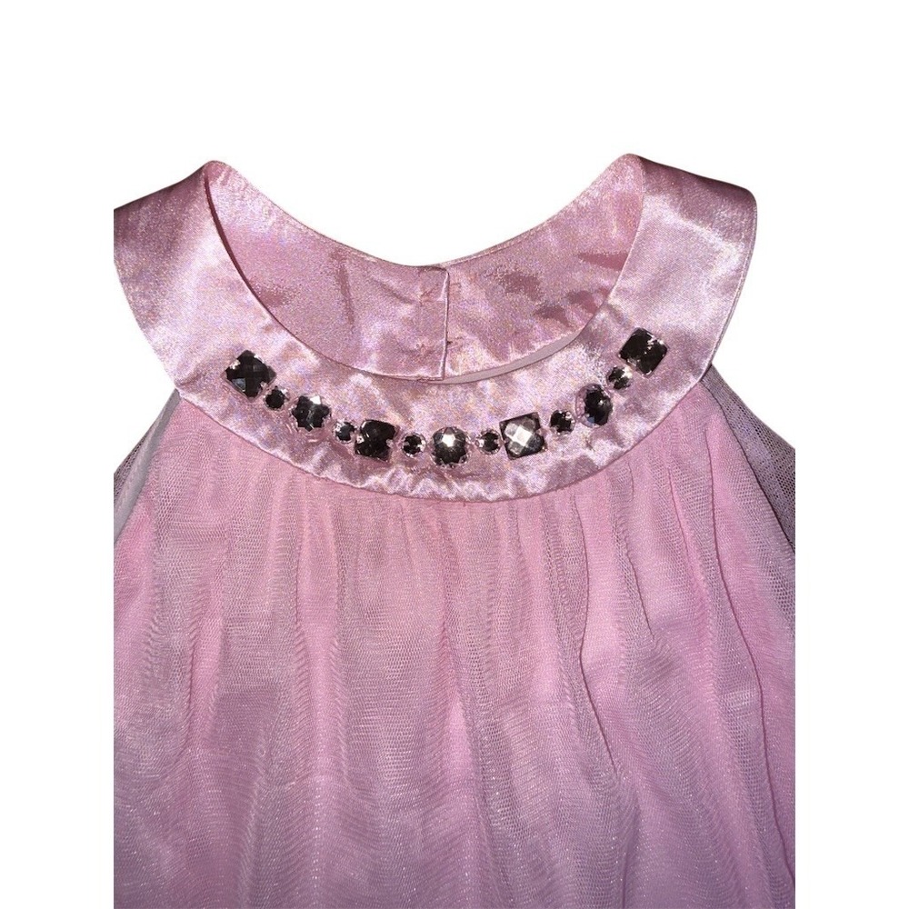 Biscotti Girls Party Dress Size‎ 5 Pink Tulle Jeweled Collar Rosette Hem wedding - Picture 3 of 5